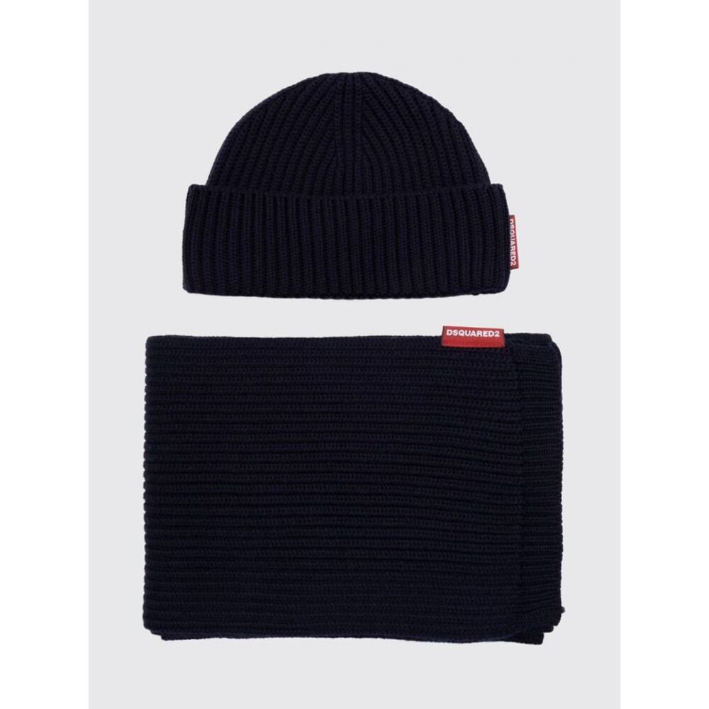 Dsquared2 Men Set Of Two Wool Beanie Hats Dsquared2 With Applied Logo